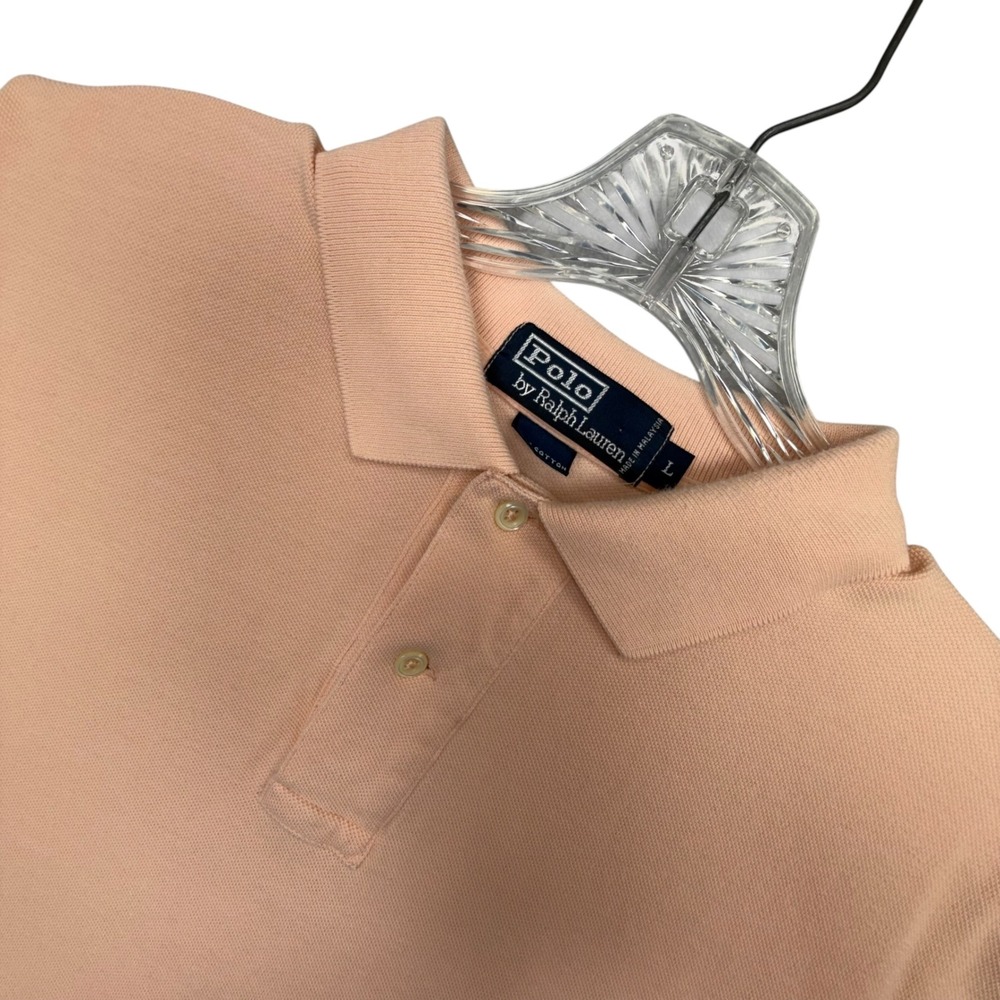 Polo Ralph Lauren Polo Shirt Mens L Peach Short Sleeve Cotton Pique Pony Logo